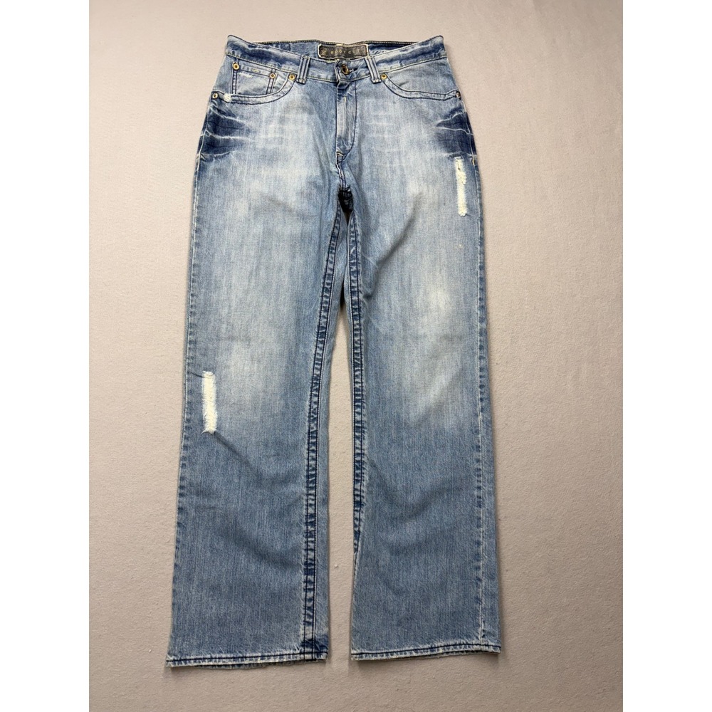 Arizona Jean Company Bootcut Jeans Mens 34x32 Light Wash Y2K Distressed Denim